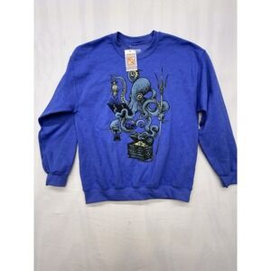 Curbside Clothing NWT Octopus/Treasure Crew Neck Royal Blue Sweatshirt